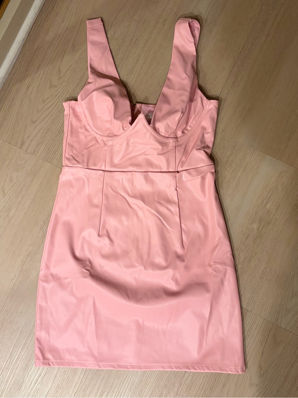 Sky to Moon Pink Mini Faux Leather Dress